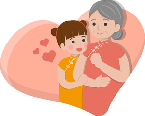 Girl Talking With Grandmother Happy Smiling Cartoon Comic Character Vector Illustration
