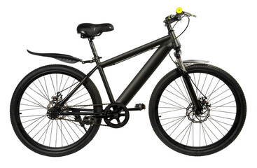 Black Mountain Bike on white, Mountain Bicycle Isolated on White background PNG File.
