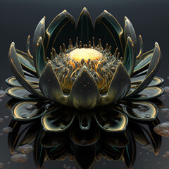transparent lotus flower with dark background