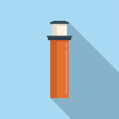 Factory chimney icon flat vector. Smoke roof. Stack fire