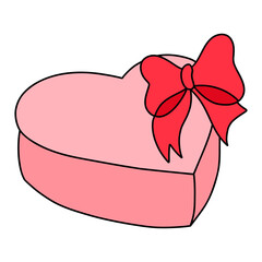 heart gift box, heart hand drawn illustration