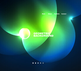 Neon glowing bubbles, circles magic energy space light concept, abstract background wallpaper design