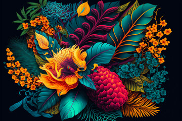 Tropical floral pattern ideal for backgrounds