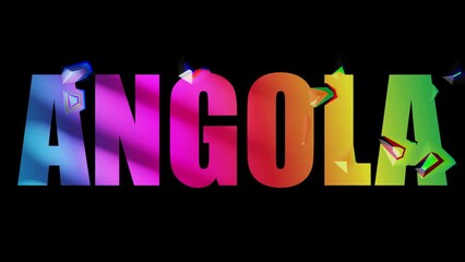 Angola country lettering with colorful , video animated