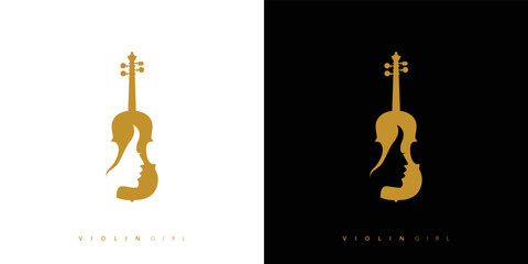 Luxury and unique violin girl logo design © Rusly