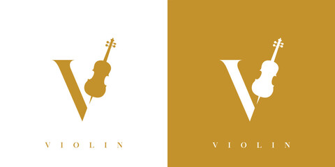 Modern and unique  V letter initial violin logo design