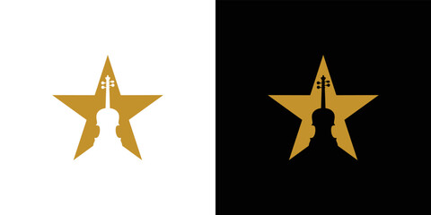 Simple and modern violin star logo design © Rusly