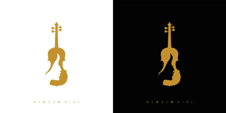 Luxury and unique violin girl logo design