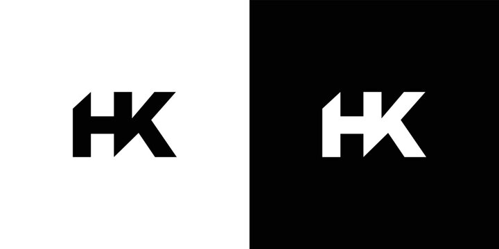 Modern and strong letter HK initials logo design