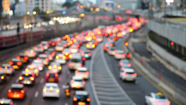 Illuminated lit headlights of Ayalon highway Tel Aviv