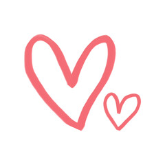 Red heart love doodle oil paint illustration for valentines card decorations 