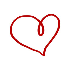 Red heart love doodle oil paint illustration for valentines card decorations 