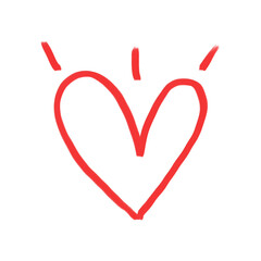 Red heart love doodle oil paint illustration for valentines card decorations 