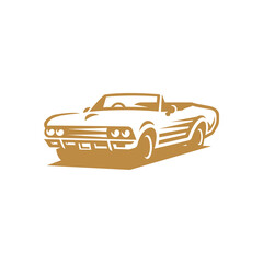 Classic muscle car line art. Vintage retro vehicle vector illustration