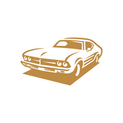 Classic muscle car line art. Vintage retro vehicle vector illustration