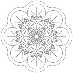 Mandala Vector Tree Lotus Flower Leaf Coloring Art Simple Design Shape Floral Oriental Outline Vintage Decorative Elements Pattern Illustration Islam Arabic Indian Turkish Mystic Religion Morals Petal