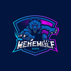 Werewolf esport gaming mascot logo design illustration vector for your team squad