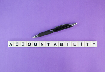 letters of the alphabet with the word Accountability. the concept of accountability. the fact or...