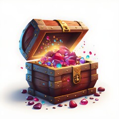 A magical treasure chest filled with crystals