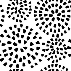 Grunge Brush Seamless Pattern with Circle Print. Abstract Tile Background.