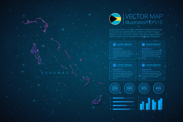 Bahamas map infographics template for diagram, graph, presentation and chart with abstract geometric mesh polygonal light concept on blue background. Vector Illustration EPS10.