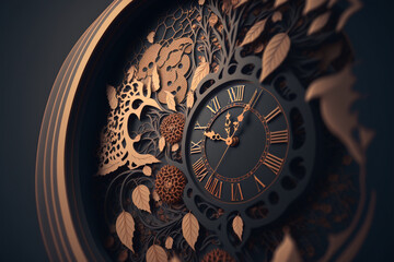 Fototapeta na wymiar A close up of a clock on a wall paper cut style, Generative AI