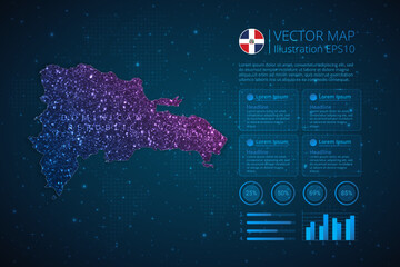 Fototapeta na wymiar Dominican Republic map infographics template for diagram, graph, presentation and chart with abstract geometric mesh polygonal light concept on blue background. Vector Illustration EPS10.