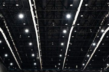 Roof structure and lighting in the exhibition hall or convention center