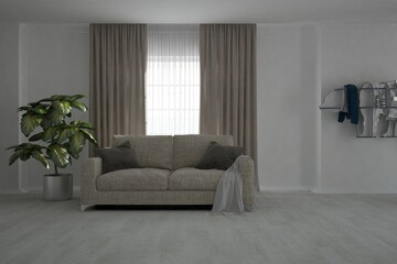 Modern interior design. 3D illustration