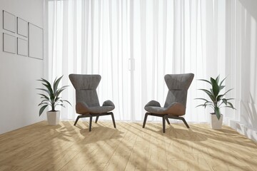 Modern interior design. 3D illustration