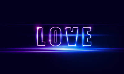 Abstract love light with neon square of Happy Valentine's day background,  vector design