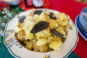 Christmas pink eye potato salad in summer at christmas