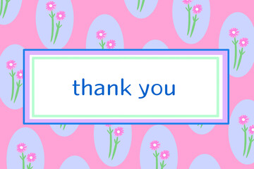 サンキューカード　青い花模様　ギフトカード　メッセージカード　イラスト　花柄　キュート　レトロ模様	