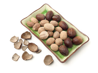nutmeg fruits isolated on a white background
