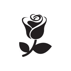 Rose Flower Icon Black and White Vector Graphic