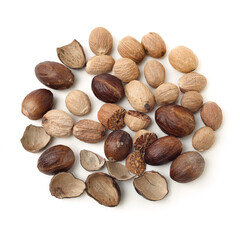 nutmeg fruits isolated on a white background