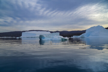 Fototapeta premium Close up of Iceberg floating in the cold waters of the Arctic circle.