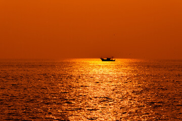 Fishing boat silhouette