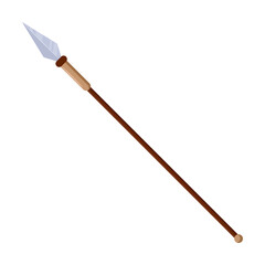 Ancient lance of warrior vector illustration. Cartoon drawing of old weapon on white background. War, weapon concept for game design