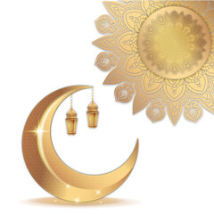 golden mandala and crescent moon ornament