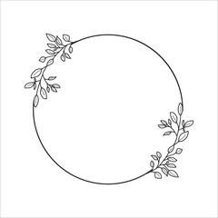 black outline with circular invitation leaf decoration
