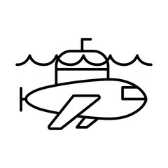 Submarine Transportation Icons with black outline style