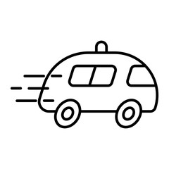 Taxi Transportation Icons with black outline style