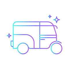 Tuk tuk Transportation Icons with purple blue outline style