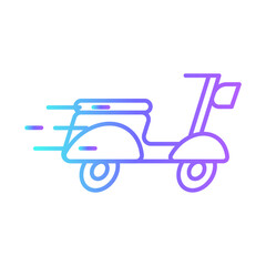 Scooter Transportation Icons with purple blue outline style