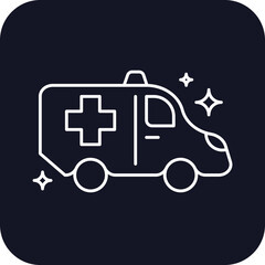 Ambulance Transportation Icons with black filled outline style