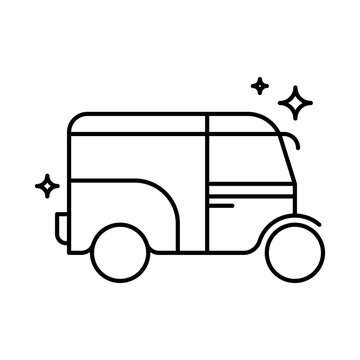 Tuk tuk Transportation Icons with black outline style