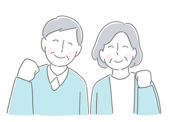 Fototapeta premium ガッツポーズのシニア夫婦