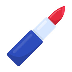 Red lipstick drawing. Cosmetic item, beauty product cartoon illustration. Makeup, glamor concept