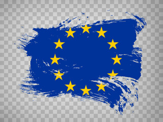 Flag European Union, brush stroke background.  Flag of European Unionon transparent background your web site design, app, UI.  EPS10.